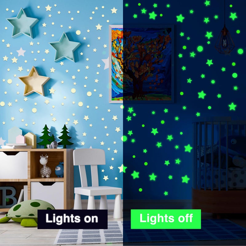 GLOCARNIVAL Glow Dots Star and Moon,Glow in The Dark Stars Wall Stickers, 252 Dots in 3 Sizes for Ceiling/Walls,Perfect for Kids Birthday Gift, Beautiful Wall Decals for Any Room, Bright and Realistic - Image 4